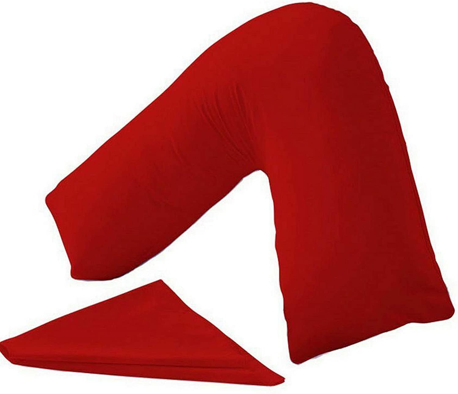 Mh Traders Women's White Extra Filled V Pillows Red Orthopedic Support Pillow For Neck, Back & Shoulder Maternity & Pregnancy Pillow V Pillow With Microfiber Filling & Machine Washable