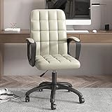 SXZenSpace Moderner Bürostuhl, höhenverstellbarer Drehstuhl mit Leinenbezug und Rollen, ergonomischer Chefsessel für Schlafzimmer und Wohnzimmer (45 x 45 x 50 cm (18 x 18 x 20 Zoll), Creme)