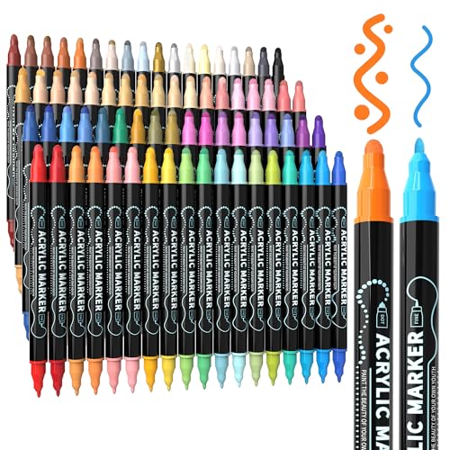 72 Colors Dual Tip Acrylic Paint Markers, Premium Dot &