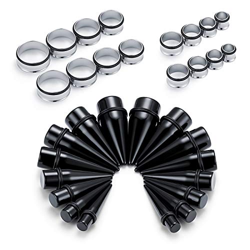 Funseedrr 32 unids Kit de Camillas de Oído Acrílico Tapers Tapones de Acero Quirúrgico Túnel Grandes Medidores Conjunto Piercing Joyería 10mm-24mm Cover