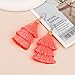 AD Beads Fashion Charm Crystal Silk Tassel 3 Layers Fan Fringe Dangle Earrings (13 Deep Peach)