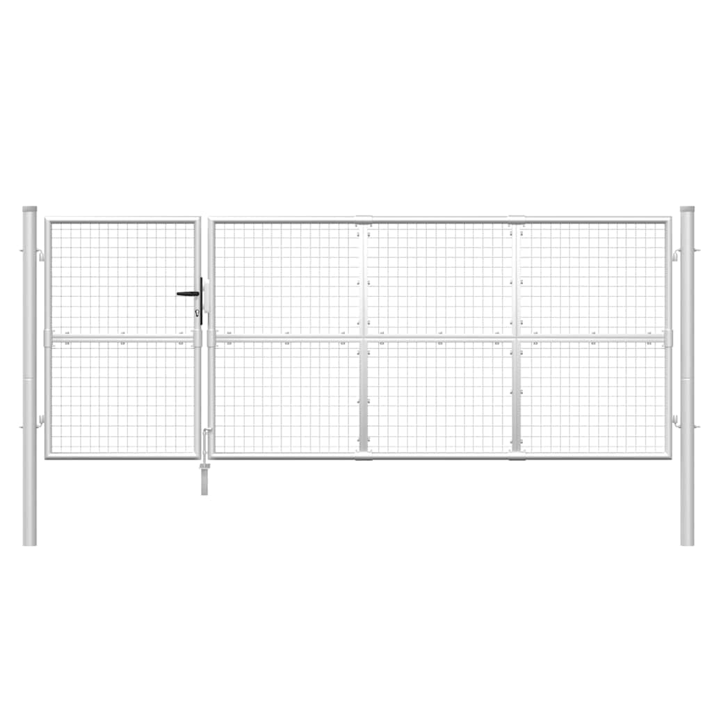 Brama ogrodowa z oczkami, srebrna, 350 x 125 cm, stal ocynkowana