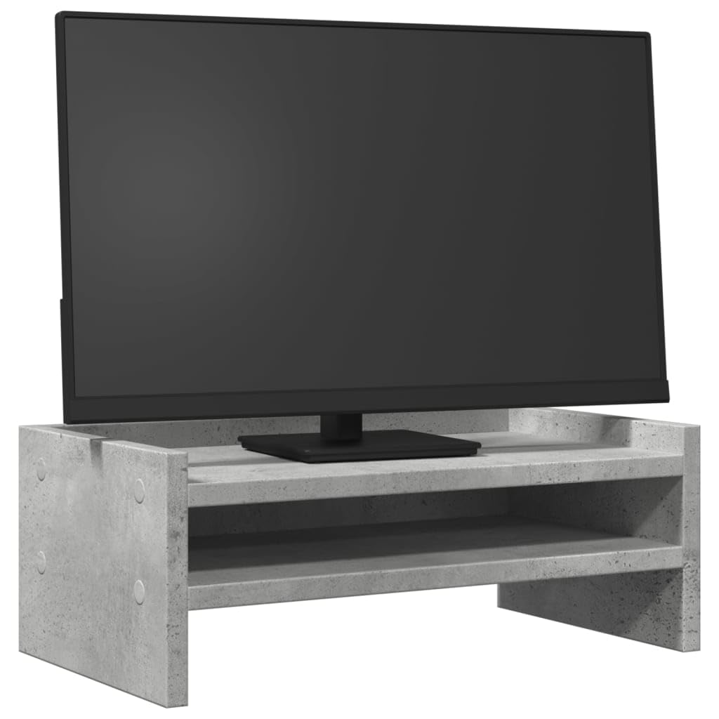 Podstawka Pod Monitor Szarość Betonu 42x24x16 cm z 2 Półkami