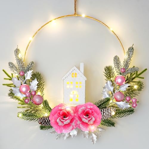 Dremisland Fensterdeko Weihnachten LED Dekoring Prelit Weihnachtskranz...