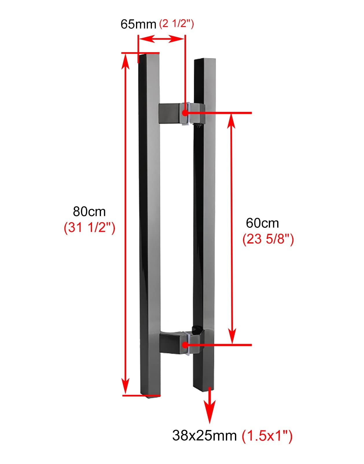 Klamki do drzwi przesuwnych Pull, Prostokątny dwustronny uchwyt do stodoły przesuwnej ze stali nierdzewnej wielokolorowy 80-150 cm(Dark Grey,80cm/31 1/2"60cm)