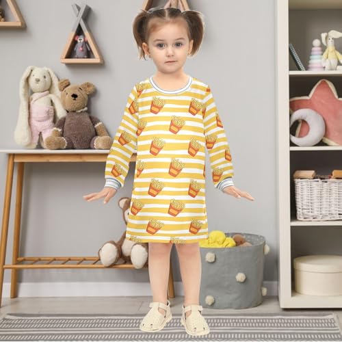 Girls Dresses Toddler Girl Clothes French Fries Winter Casual Long Sleeve for Kids 2-8 Years2