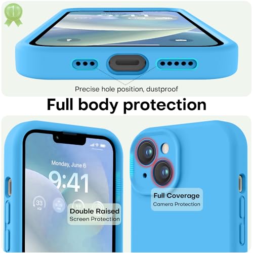 Image of LOVE 3000 Designed for iPhone 14 Case, Premium Silicone with [Soft Anti-Scratch Microfiber Lining] Shockproof Protective Phone Case for Men Women Girls 6.1 inch, Blue