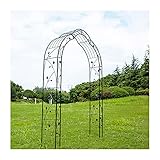 LHONG Metallgartenlaube Rosenbogen mit Blumendekoration - Wetterfest/Rostfrei/Schmiedeeisen - Halbseitiger Gartenbogen