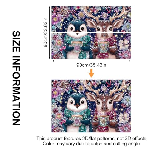 Image of Penguin Deer Jewel Floral Backsplash Peel and Stick, 35.4x23.6 in
