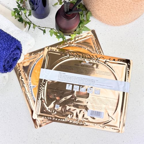 Revitale 24K Gold Face Mask (3 Pack) - Hydrating & Nourishing Sheet with Collagen and Natural Extracts for Radiant, Moisturised Skin - Image 6