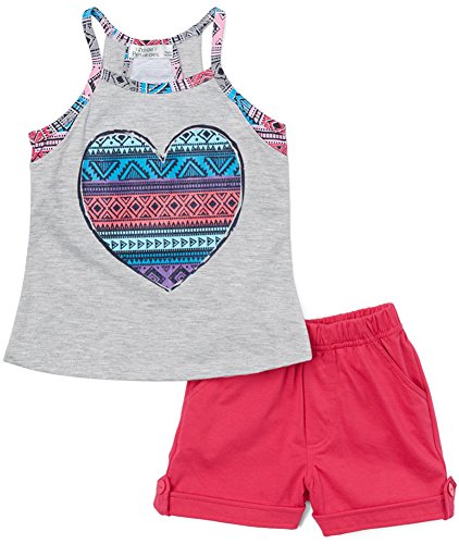 Image of ToBeInStyle Girl's Two Piece Summer Set Cute Tee Top and Matching Shorts Adorable Outfit