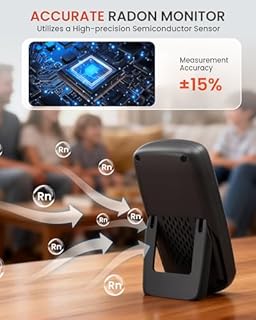METRINARY Radon Detector for Home, Portable Radon Monitor with TFT Color Display, Rechargeable Radon Tester Quick Result 6 Hour, 504-Day Data Storage with Audible & Visual Alarm (pCi/L or Bq/m³)