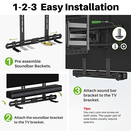 USX-MOUNT Universal Soundbar Halterung, Soundbar Wandhalterung für Soundbar mit und ohne Montageloch, mit Anti-Rutsch Sockelhalter (87.5-154mm), Verbindung mit Fernseher, TV Wandhalterung, TV Ständer