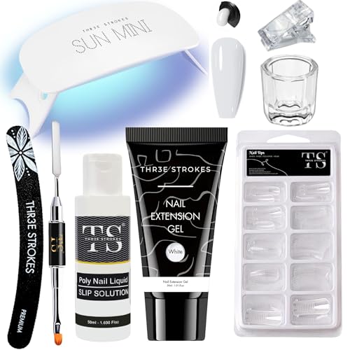 Image of Poly Nail Gel Extension Kit for Builder Gel UV Nail Art Kit, Nail Extension Set (8in1) (needs 2-3 time practice)(SSD KIT) (WHITE, SSD KIT)
