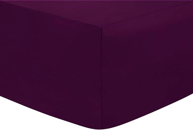 Indus Textiles Easy Care Percale Extra Deep Fitted Sheets 16"/40CM Purple-4ft Small Double
