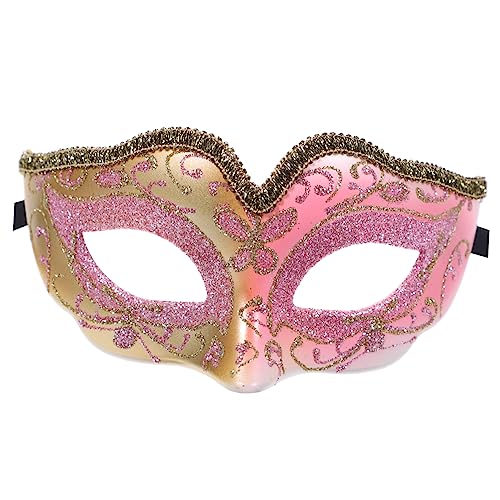 JEWEDECO Face Masks Halloween Masquerade Mask Kids Gold Powder Half Face Plastic