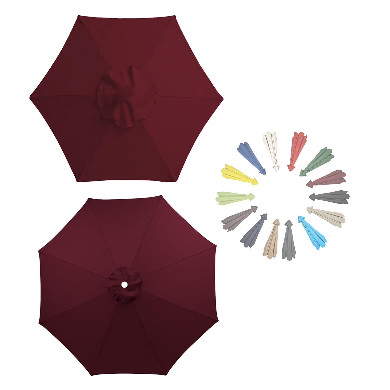 GZDXBF Replacement Canopy Top, Replacement Parasol Fabric Cover Anti-Ultraviolet Replacement Parasol Cover(Burgundy,8 RIBS: 300CM/9.8FT)