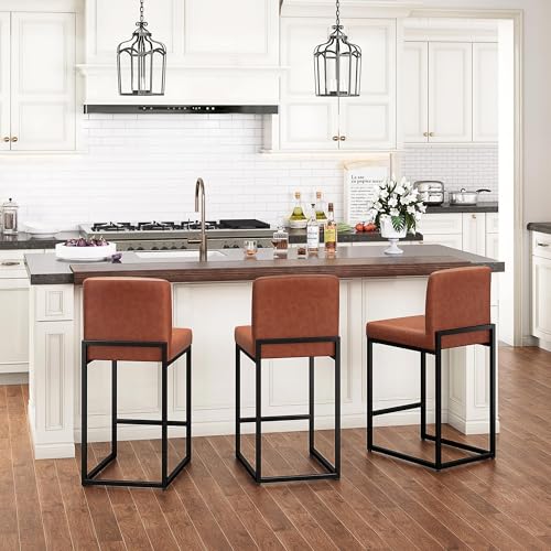 PHI VILLA Bar Stools Set of 3 - Counter Height Bar Stool...