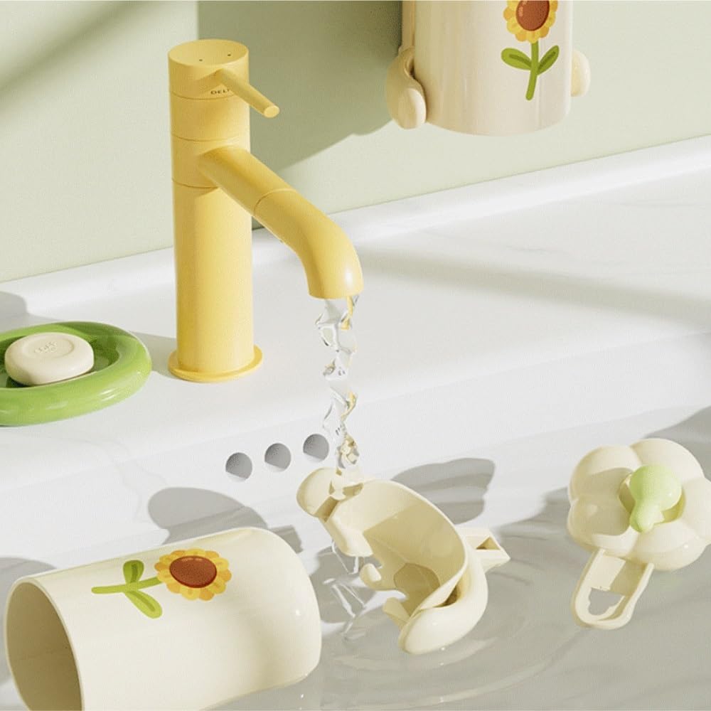 Organizzatore per Spazzolini Set Portaspazzolino A Ventosa da Parete, Senza Foratura, con Ganci Mobili Bathroom Organizer da Casa(White,1pcs)