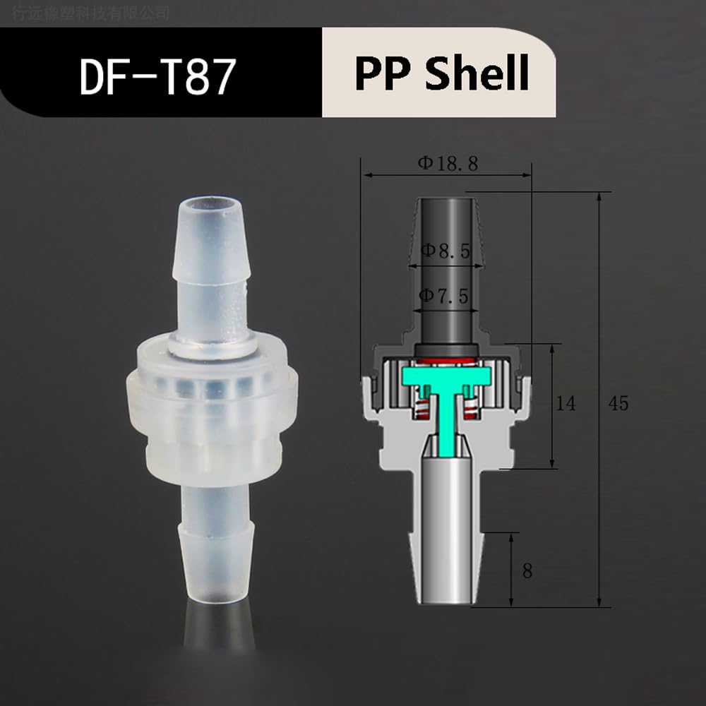 PP Check Valve for Liquid/Gas, Small Steel Ball Check Valve, Pagoda PP Material Check Valve, Hose Check Valve (10, T87 spring type)