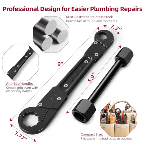 Oriflame Angle Stop Wrench Kit: Adjustable Plumbing Tool Set for 15/16″, 5/8″, 3/8″, and 1/2″ Compression Fittings, Ideal for Faucet, Sink, Toilet, Pipe, Shower Valve Installation and Removal (Black) - Image 5