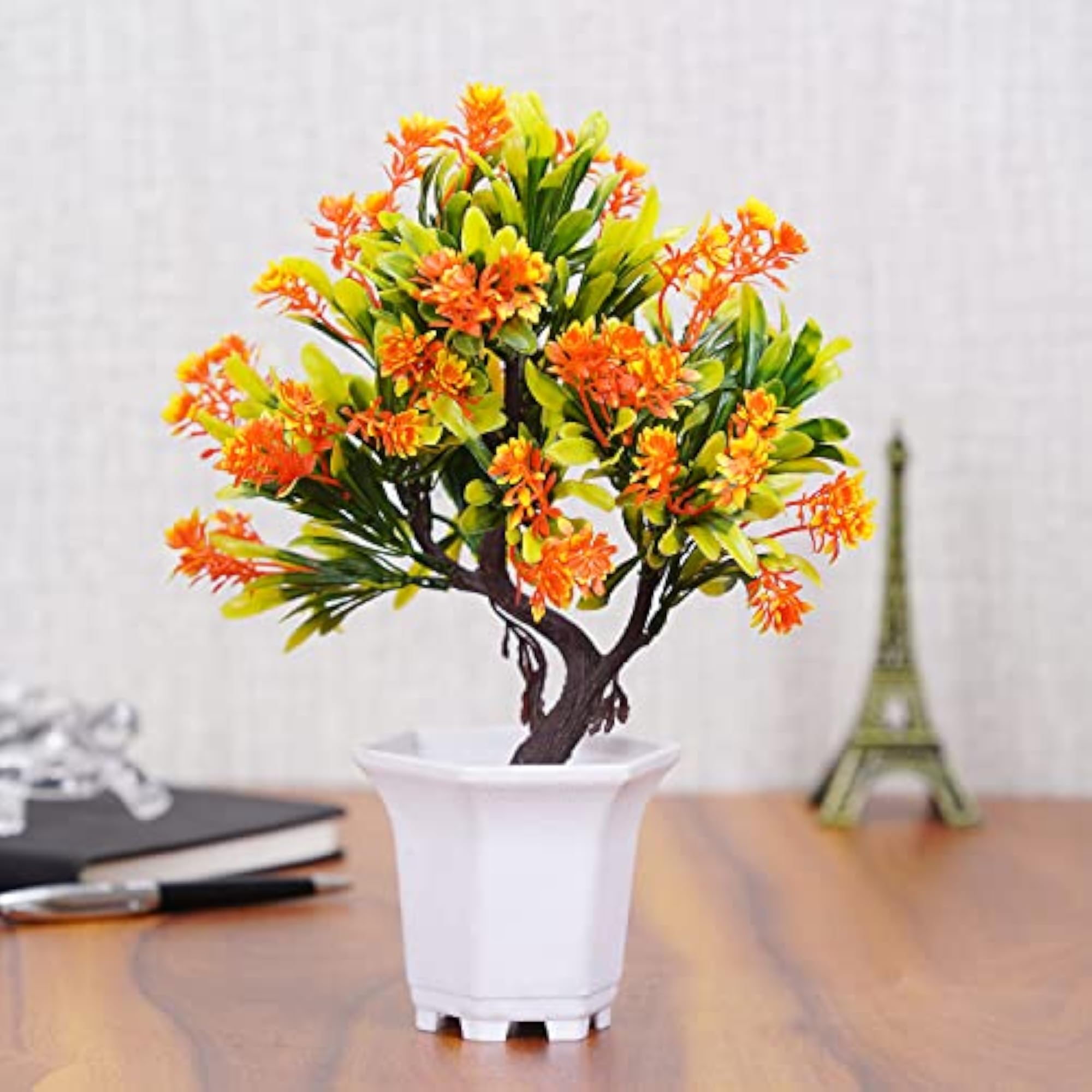 Multicoloured Indoor Artificial Plants with White Plastic Pot