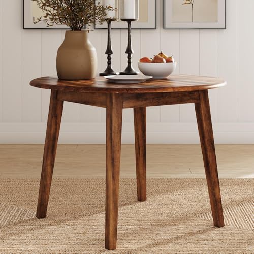 Image of Signature Design by Ashley Dining Drop Leaf Table, 42-Inch Round, Brown | Dual 8-inch drop leaves transition from 26 to 42 inches, Space saving dining table seating up to 4, Berringer Series