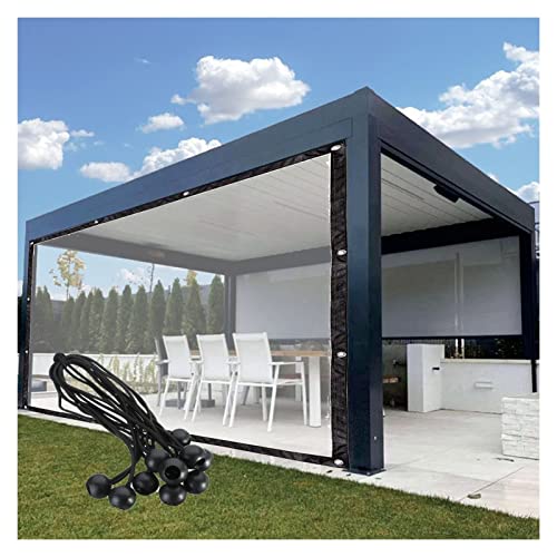 RLINZ Lona Transparente Impermeable Cortinas de Pérgola Al Aire Libre Impermeable Pared Lateral del Dosel para Terrazas, Garajes, Invernaderos, Varios Tamaños (1.4x5m/4.59x16.4ft)