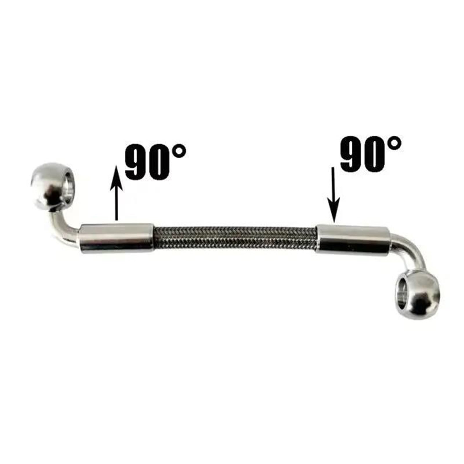 Tubo flessibile dell'olio Tubo Flessibile Dell'olio Per Frizione Freno Anteriore E Posteriore Rinforzato Per Motociclette, In Acciaio Inossidabile, Intrecciato Idraulico M10 90°-90°, Accessori(250cm)
