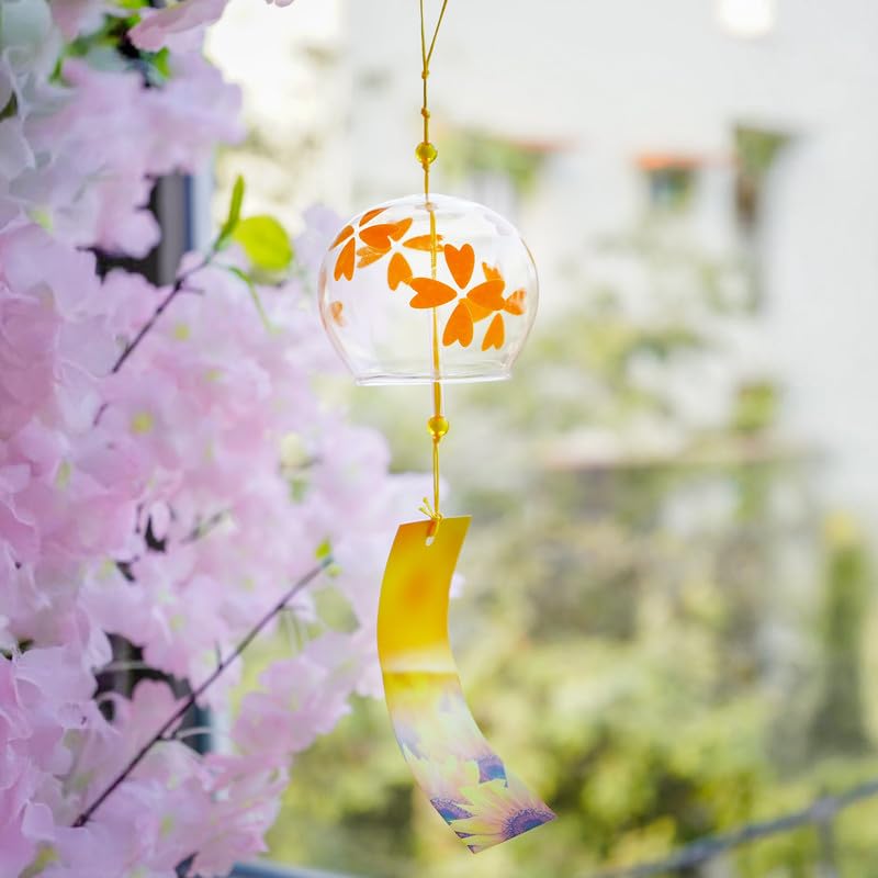 Nostrae by Ekhasa Japanese Wind Chimes for Home Decor, Living Room | Windchimes for Balcony, Garden | Glass Bell Windchime | Outdoor Wind Chime for Va