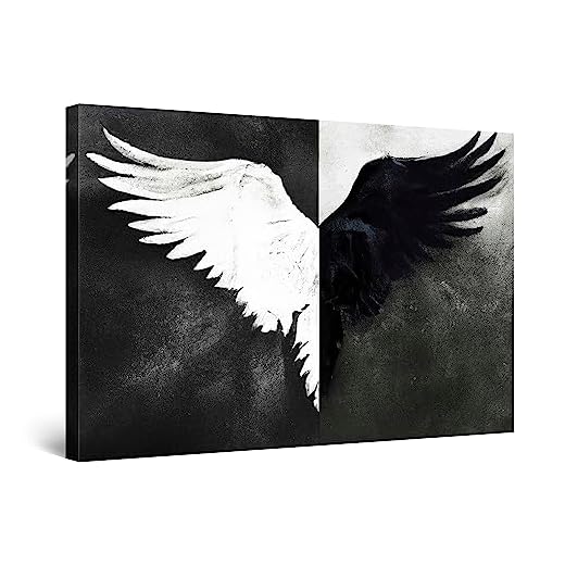 Startonight Cuadro sobre Lienzo en Blanco y Negro Decoración de Alas, Impresion en Calidad Fotografica Enmarcado y Listo Para Colgar Diseño Moderno Decoración Formato Grande 60 x 90 CM