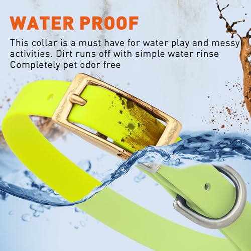 Image of Viper Biothane Heavy Duty Waterproof Dog Collar Strong Coated Nylon Webbing w /Solid Brass Hardware Odor-Proof Easy to Clean High Performance Fits Small Medium or Large Dogs, Safety Yellow