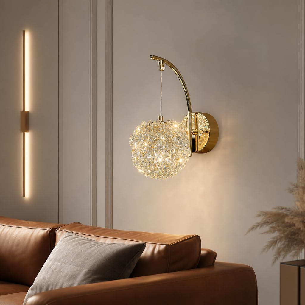 G9 lnnen Kristall Wandlampe Gold Wandleuchte Moderne Aesthetic A(A)