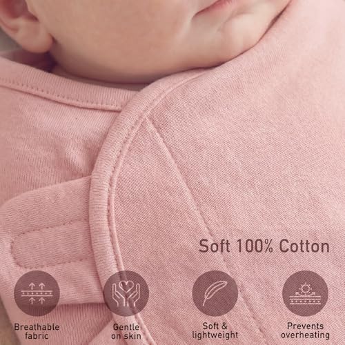 Image of GLLQUEN BABY Newborn Swaddles with Zipper, 0-3 Months, Adjustable Hook&Loop | 3-Pack, Baby Girl Swaddles Organic Cotton Womb-Like Nursery Swaddling Blanket reduces startle reflex, Soft & Skin-Friendly
