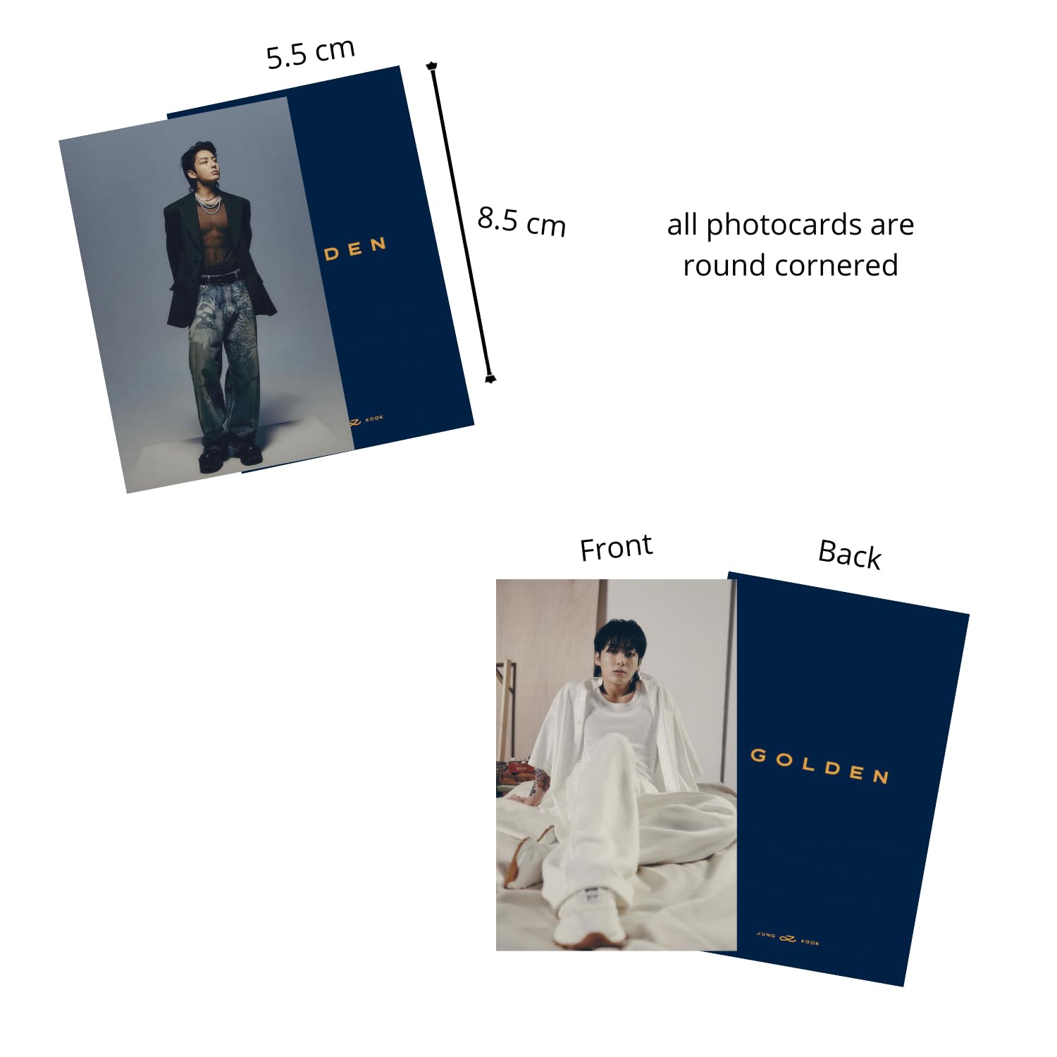 Careflection BTS Jungkook Golden Holographic Photocard 10Pcs