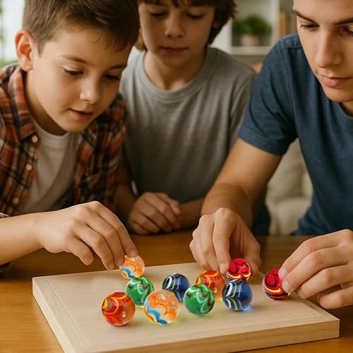 ARSUK große handgemachte blumige im Dunkeln leuchtende Gepunktete Glasmurmeln Verschiedene Sportspielzeuge Kinderspiele Laufen (10 Stück Handgemachte Murmeln)