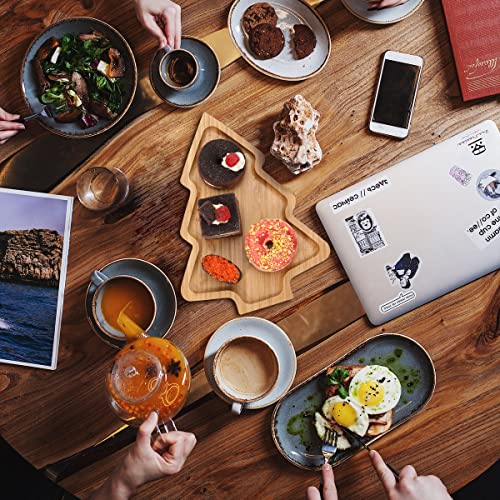 Luozzy Christmas Dishes Christmas Tree Shaped Candy Dish Sushi Serving Tray Wooden Tree Snack Appetizer Platter 11"X7.9" #TOP1