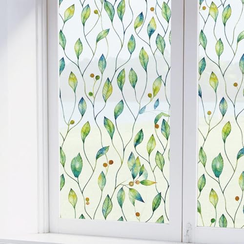 Película de ventana para privacidad con hojas verdes 31.5 x 78.7 in miniatura 3