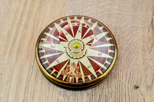 Brújula de Bolsillo Vintage de Latón con Caja de Madera miniatura 5
