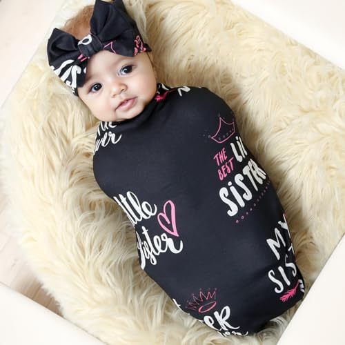 Image of Galabloomer Newborn Receiving Blanket Headband Set Baby Flower Swaddle