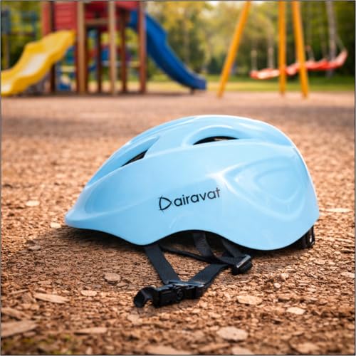 Image of Airavat 7510 Zippy Kids Protective Set Including Helmet Along with Knee Pads, Elbow Pads & Palm Guards (Cyan)