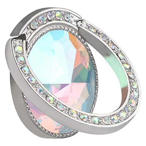 Diamond Phone Ring, Tomorotec Round Cell Phone Ring Stand with Black Car Mount Hook - for iPhone 11 X XR XS 8 7 Plus 6S 6 5s 5 SE, Galaxy S8 S7 S6 Edge (Silver)