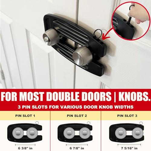 SecurityMan Double Door Lock - Solid 1/2" Unibody Aluminum Construction to Prevent Kick Ins - Adjustable Double Door Security Lock for French Doors Home Security