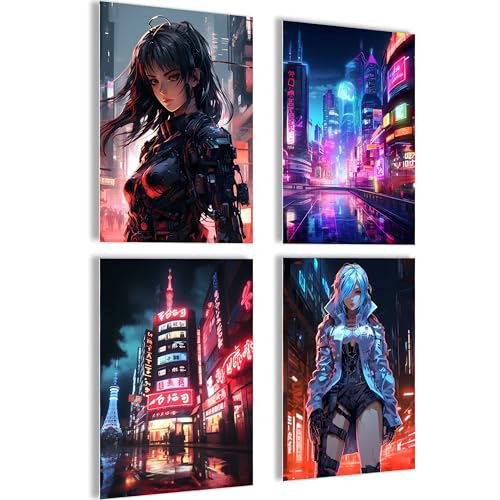 mojoliving Cyberpunk Poster Anime Set Anime Deko Bilder für Manga Wall...