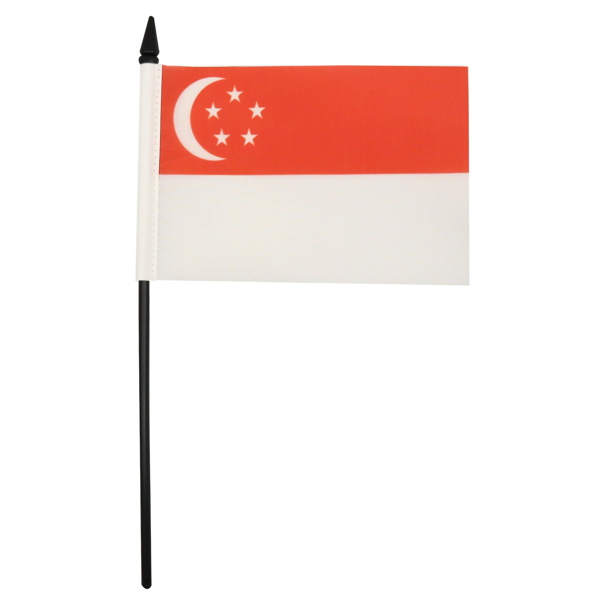 AZ FLAG - Singapore Table Flag 4'' x 6'' - Singaporean Office Mini Banner 100% Polyester 15 x 10 cm - Mini Desk Flag with 10'' Pole and Black Plastic Base — view 2