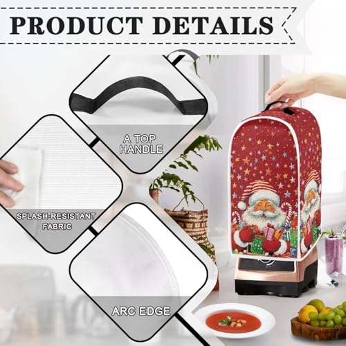 Image of Father Christmas Blender Cover Kitchen Appliance Dust Covers with Top Handle and Pocket Coffee Maker Appliance Covers Food Processor Cover for Christmas Kitchen Appliance Decor