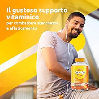 Supradyn Energy Multivitaminico Caramelle, Integratore Multivitaminico Completo, con Vitamine A, B, C, D, E e Coenzima Q10, 140 Caramelle Gommose Multivitaminiche Gusto Ciliegia, Lampone e Arancia