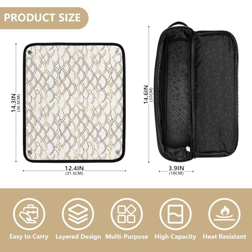 Bolsa organizadora para herramientas de cabello con escamas superpuestas, resistente al calor, para planchas, rizadores y accesorios de cuidado del cabello, portátil para viaje miniatura 4