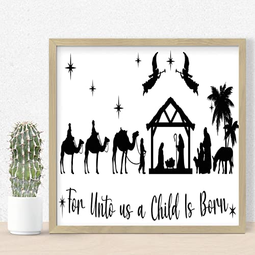 Décoration murale moderne Unto Us A Child Is Born bois anti-reflet