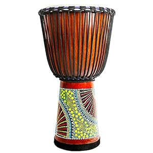 Afrikaanse Drum 12 “Houten Lederen Djembe Afrikaanse Drums Hand Drums Muzikale Handheld Percussie Instrument (Kleur: Bruin, Maat: Een maat)